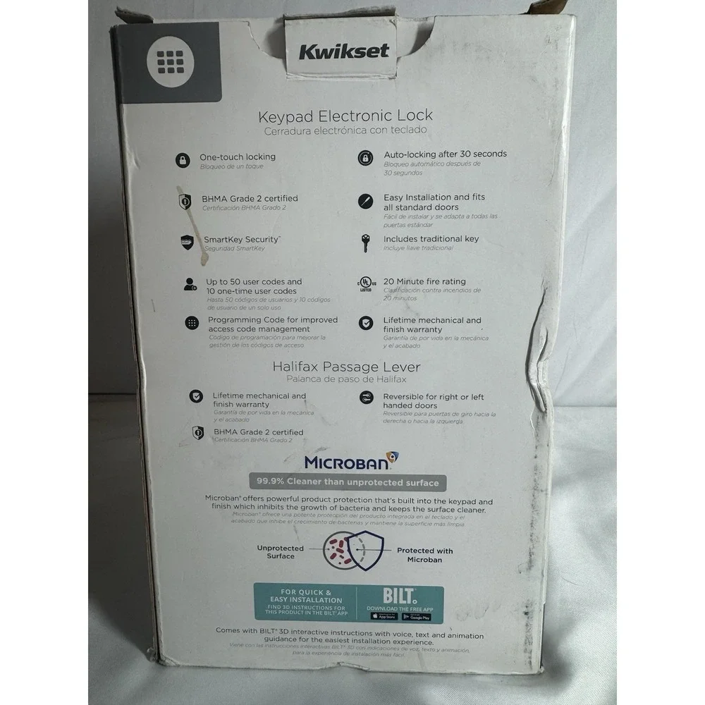 Kwikset SmartCode 260 Keypad Electronic Lock Halifax Lever & SmartKey